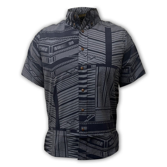 BLACK TATAU BUTTON UP SHORT SLEEVE SHIRT