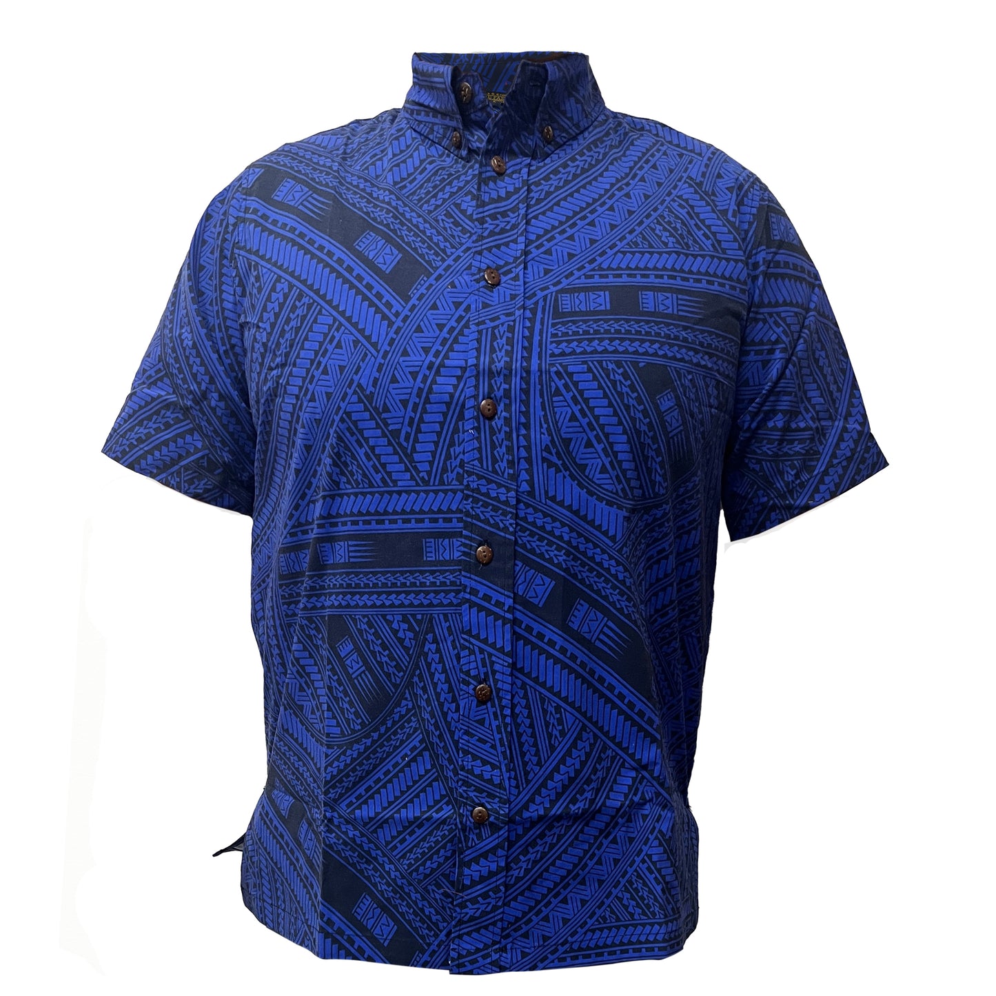 BLUE TATAU BUTTON UP SHORT SLEEVE SHIRT